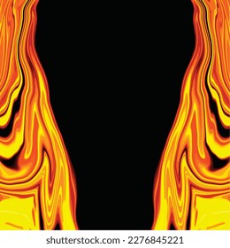 A black and yellow flames fluid background with a pattern of stripes and lines.
