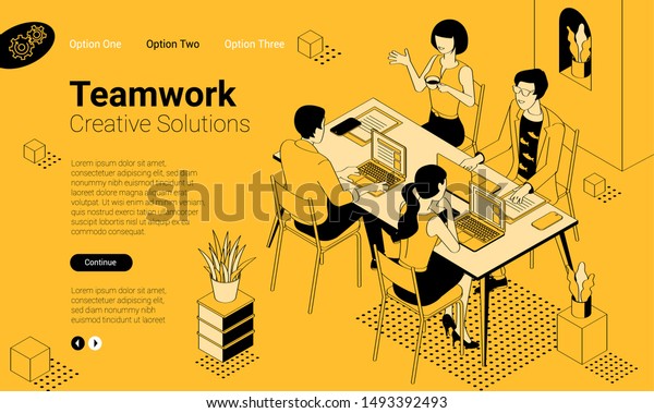 Black Yellow Flat Design Isometric Vector Stock Vector (Royalty Free ...