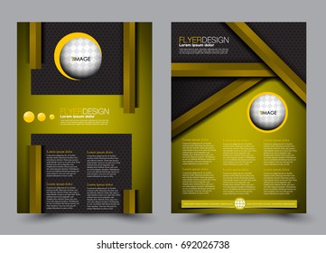 Black and yellow flyer vector design template set. Business brochure. Annual report or magazine cover.