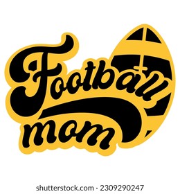 Black and yellow football mom quote sports t-shirt design	