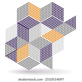 Fondo abstracto de Vector geométrico negro y amarillo con cubos y Formas, arte de abstracción isométrica en 3D que muestra el aspecto de las formas de los edificios de la ciudad, ilusión óptica op art.
