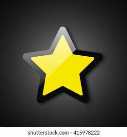 Black and yellow glossy star. Vector illustration.