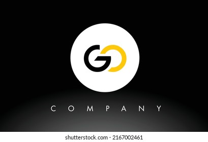 Black and Yellow GO Logo.  Letter Design Vector with Red and Black Colors.