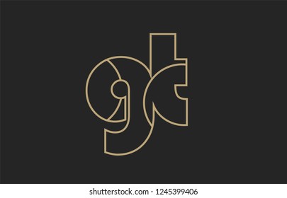 black and yellow gold alphabet letter gt g t logo combination design suitable for a company or business
