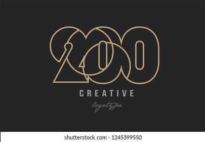 black and yellow gold number 200 logo design suitable for a company or business