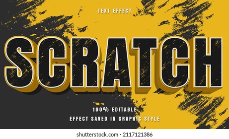 Black Yellow Grunge Word Scratch Editable Text Effect Design Template. Effect Saved In Graphic Style