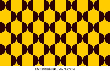 Black yellow half polka circle on black background for backdrop and wallpaper template. repeat seamless style design for fabric printing, square block