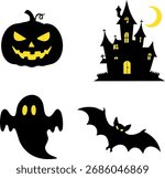 Black and yellow Halloween shadows in 4 styles