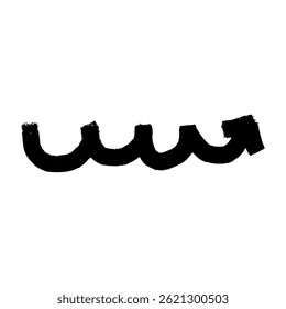 black and yellow Hand-draw brush arrows with doodle marks. Flat vector illustration isolated on white background.