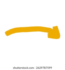 preto e amarelo Mão-desenhar escova setas com marcas de doodle. Ilustração de vetor plano isolada em fundo branco.