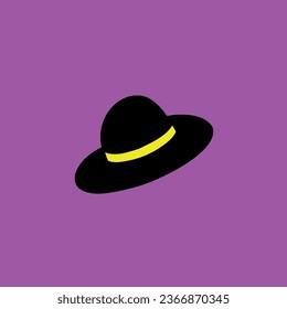 black and yellow hat in front of the background