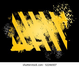 Black and yellow hazard stripes grunge background, vector illustration