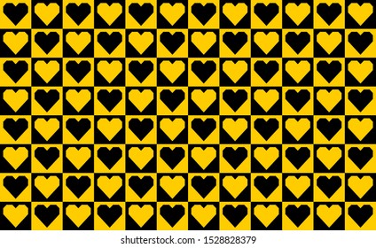 black and yellow hearts. vector