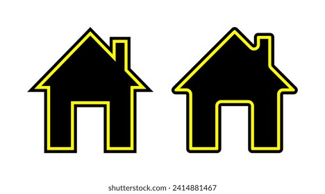 Black and yellow home icon set vector. Building flat icons illustration isolated on white background.