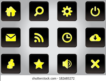 black yellow icons