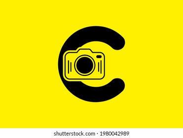Black yellow of initial C letter with camera design