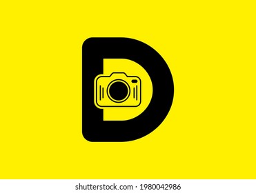 Black yellow of initial D letter with camera design