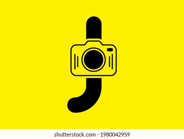 Black yellow of initial J letter with camera design