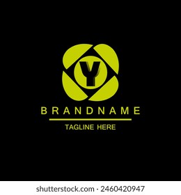 Black yellow of initial Y letter with camera logo design vector