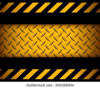 Black yellow iron surface background with diamond plate texture pattern, technology  industrial design, vector illustration.
