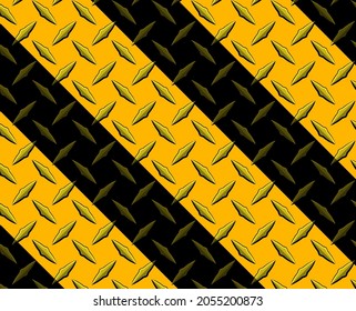 Black yellow iron surface background with diamond plate texture pattern, technology  industrial design, vector illustration.