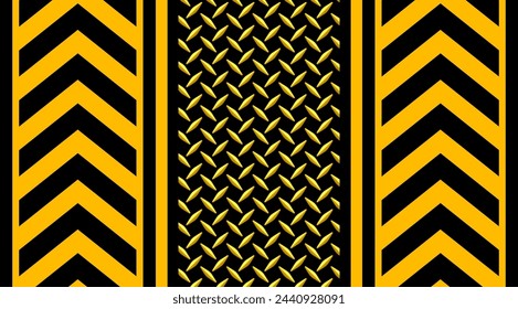 Fondo de superficie de hierro amarillo negro con patrón de textura de placa de diamante, diseño industrial de tecnología, ilustración vectorial.