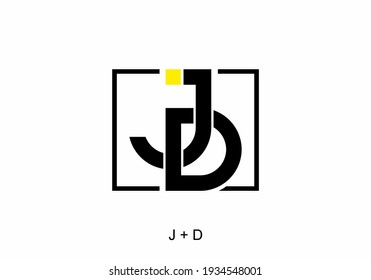 Amarillo negro del diseño de la carta inicial de JD