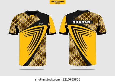 Black Yellow Jersey Sport Design Template for Team Club Uniforms. Fabric Textile for Sport T Shirt.