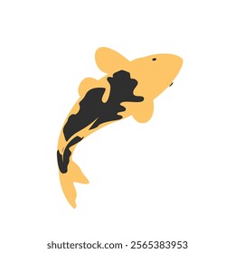 Black and yellow koi fish vector illustration with white background