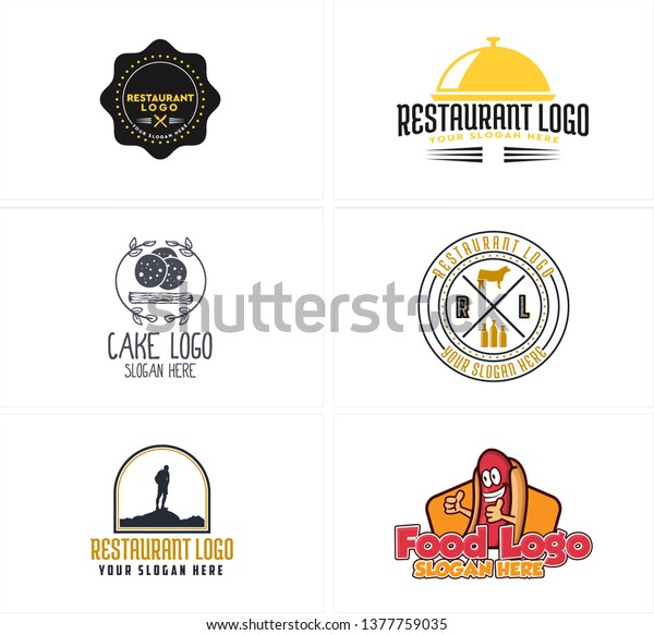 Black Yellow Line Art Badge Logo Stock Vector Royalty Free