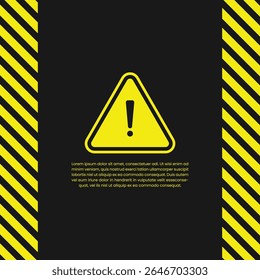Black and yellow line stripe warning sign background. Vector illustration