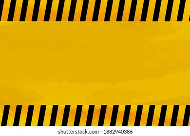 Línea negra y amarilla rayada. Signo de precaución. Aviso de carretera a rayas.