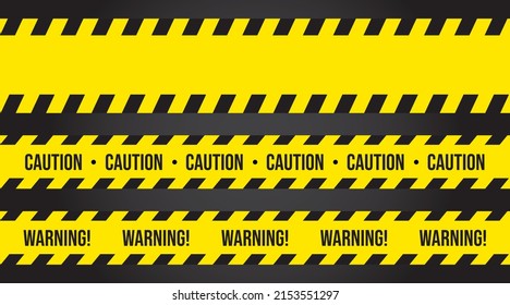 Black And Yellow Line Striped. Caution Tape. Blank Warning Background. Vector Illustration