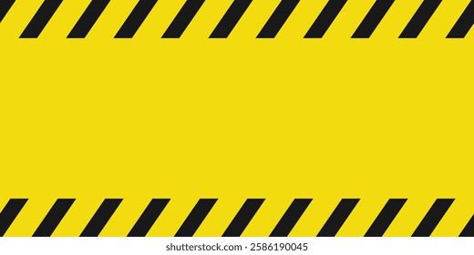 Black and yellow line striped caution and danger sign on yellow background design.