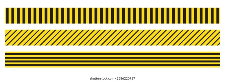 Black and yellow line striped. Caution tape. Blank warning background. Vector illustration