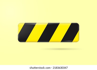 Línea negra y amarilla rayada en el icono del rectángulo. Vector de concepto de señal de advertencia de peligro.  
