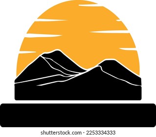 vectores de sol de montaña con logotipo negro y amarillo