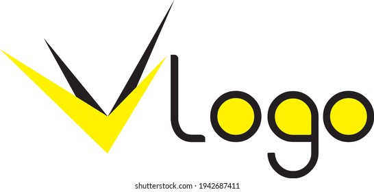 Logotipo negro y amarillo con marcas de chequeo. Arte vectorial. Etiqueta creativa y elegante para su negocio.