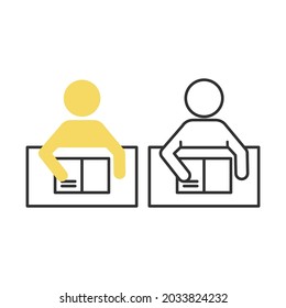 Icono de lectura de hombre negro y amarillo 