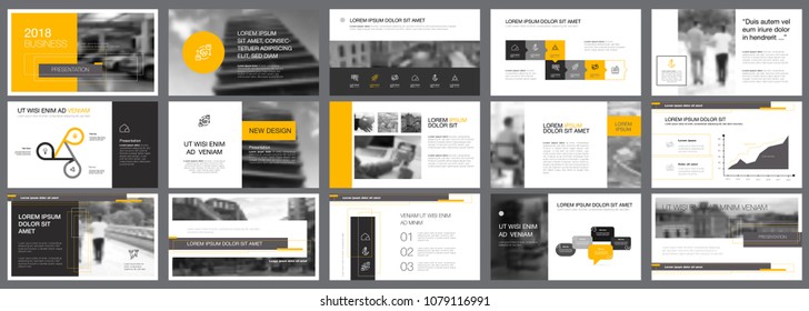 Black and yellow marketing or finance concept infographics set. Business design elements for presentation slide templates. For corporate report, advertising, leaflet layout and poster design.