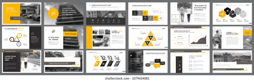 Black and yellow marketing or finance concept infographics set. Business design elements for presentation slide templates. For corporate report, advertising, leaflet layout and poster design.