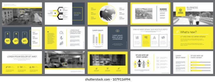 Black and yellow marketing or teamwork concept infographics set. Business design elements for presentation slide templates. Can be used for financial report, workflow layout and brochure design.