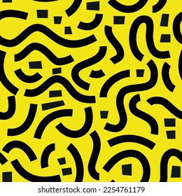 black yellow memphis seamless pattern