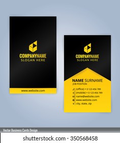 Black And Yellow Modern Business Card Template, Illustration Vector 10