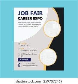Black and Yellow Modern Job Fair Flyer