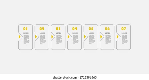 Black and Yellow Modern Style Infographics Design - Set of Minimalist Numbered Geometric Shapes, Row of Labels
