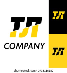 monograma negro y amarillo con efecto de cartón compensado