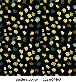 Black, yellow and neutral watercolor heart pattern. Colorful watercolor romantic texture. Vector illustration. Seamless pattern watercolor hearts seamless background.