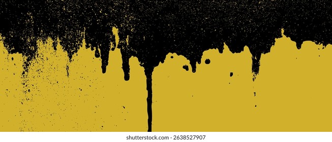 Black and yellow paint drips blend together, forming an artistic pattern. The vibrant colors emphasize depth and texture, ideal for contemporary decor or graphic design features. . Grange bg