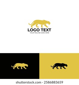 Black and yellow panther logo design template